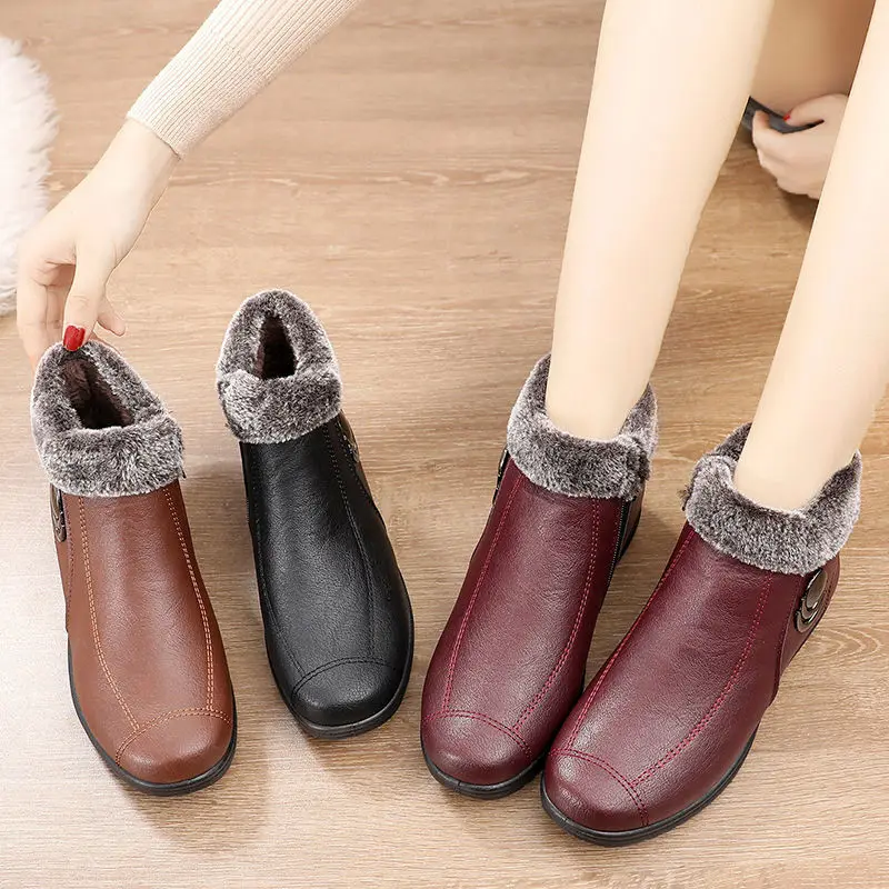 Fashion Boots Winter Ankle Boots for Women Winter Shoes Female Snow Boots Botas Mujer Non-Slip Warm Plush Cotton Shoes