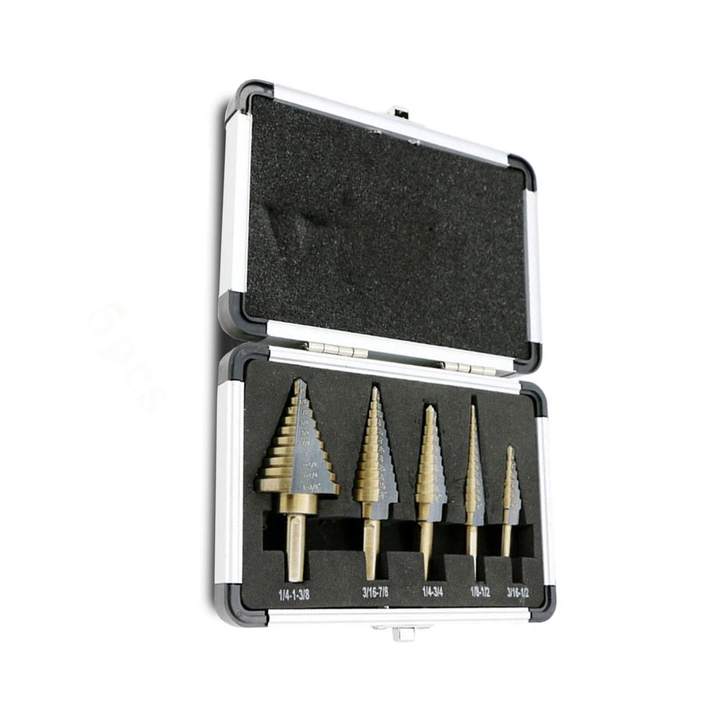 

Pack of 5 Step Drill Bit Set Woodworking Metalworking Plastic High-speed Steel Drilling Bits Metal Craftsman Replacement Tool