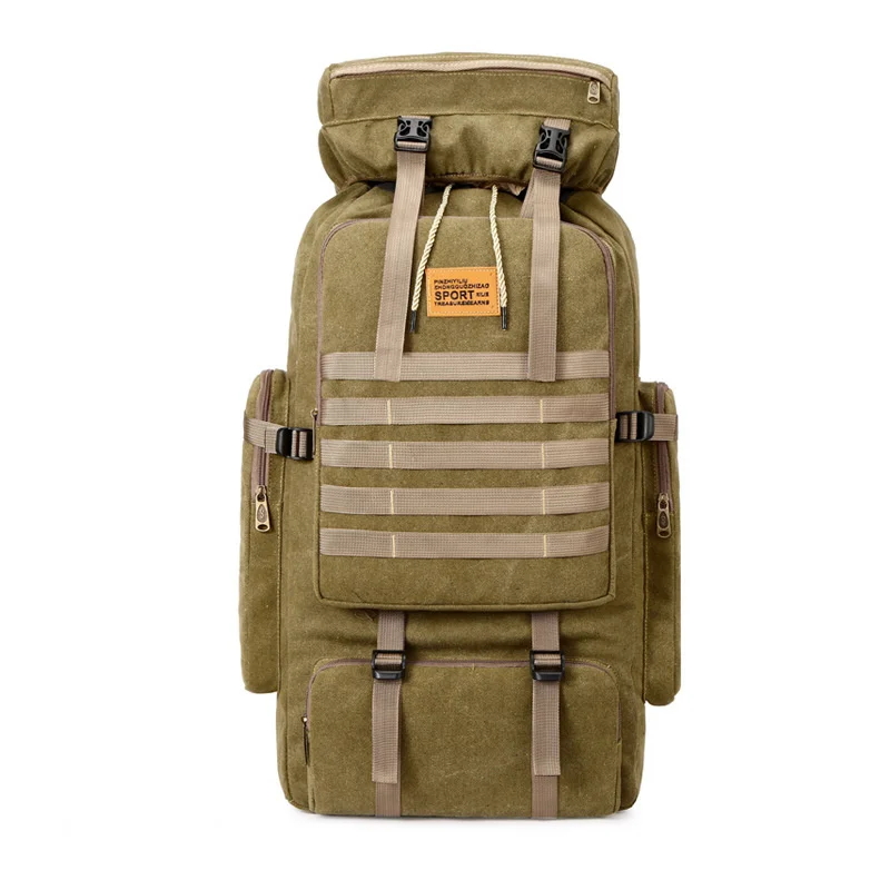 80L Tactical Backpack Camping Hiking Military Knapsack Multiple Compartments Rucksacks Breathable Canvas Travel Climbing Bag |