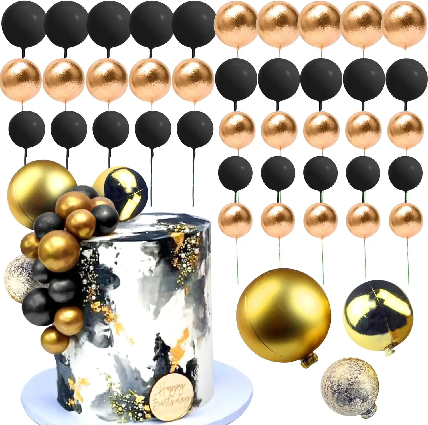 43 Шт. Черные Золотые Диско-гэтсби Топперы Для Торта Мужчин Украшения Дня Рождения