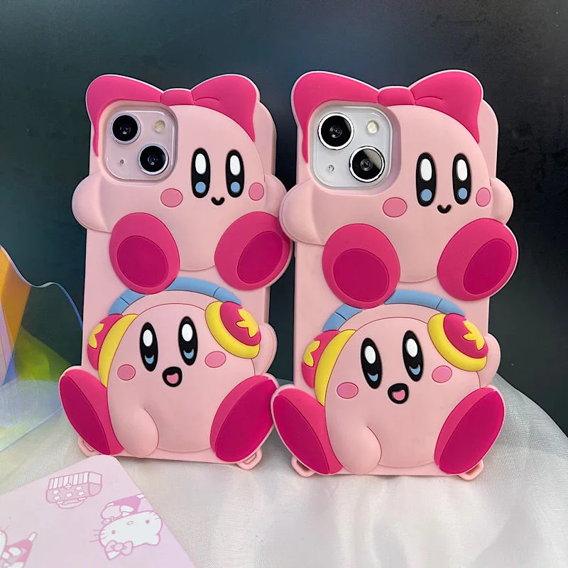 

Cute Kirby Luxury Silicone Soft Phone Cases For iPhone 13 12 11 Pro Max XR XS MAX X 7/8Plus Cartoon Shockproof Shell Girl Gifts