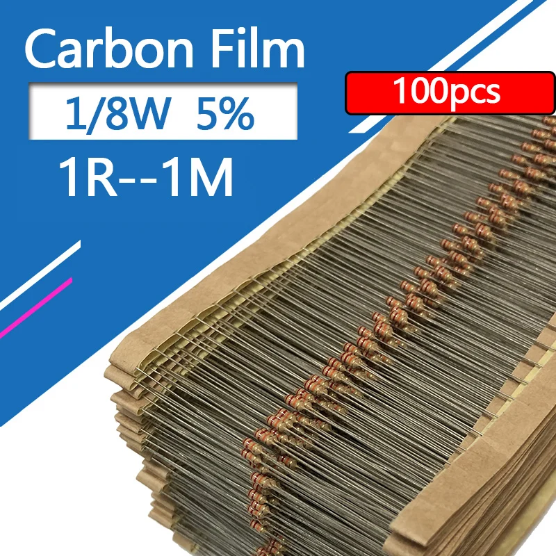 

100PCS 1/8W Carbon Film Resistor 5% 4R3 43R 430R 4K3 43K 430K 4.3 43 430 R K Ohm 0.125W 0R--1M