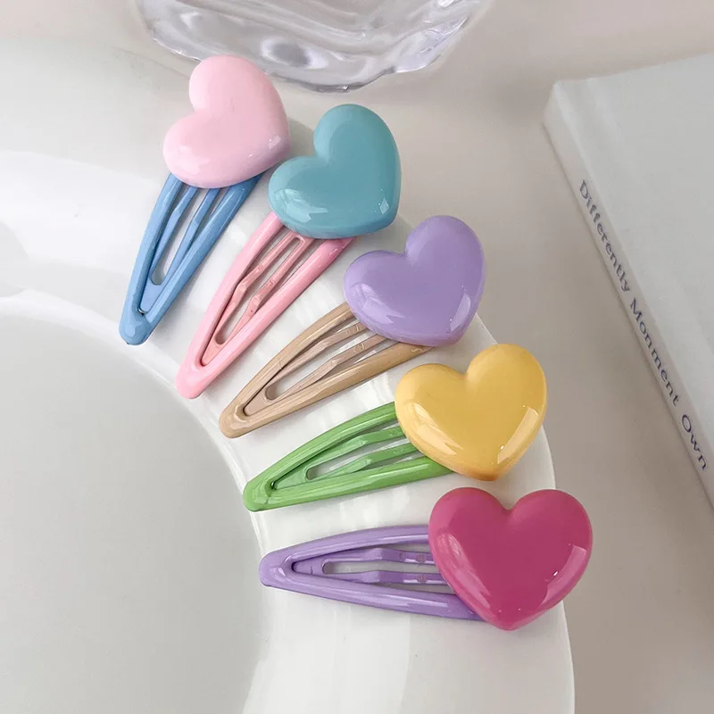 

UXSL New Love Heart Hairpins BB Clip Candy Color Hair Clips for Womans Girls Sweet Colorful Barrettes Fashion Hair Accessories