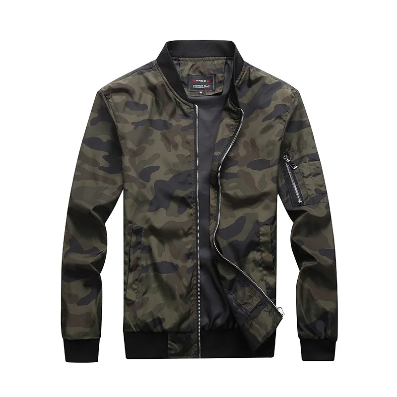 Fashion Men's Camouflage Zipper Jackets Male Coats Camo Bomber Jacket Mens Hip Brand Clothing Autumn Outwear Plus Size M-7XL