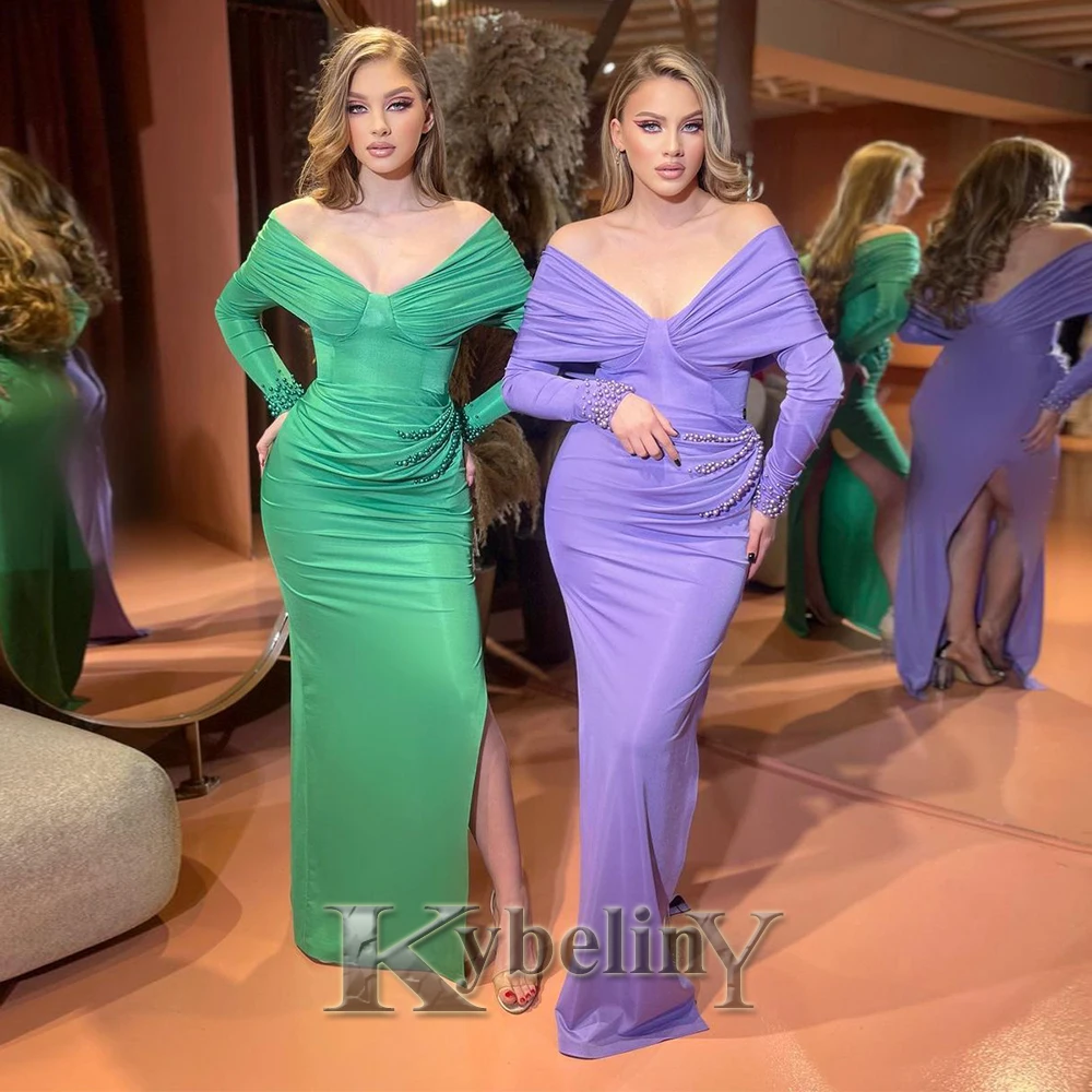 

Kybeliny Attractive Mermaid Evening Dresses For Woman 2024 Beaded Side Slit Prom Gowns Vestidos Robes De Soirée Custom Made