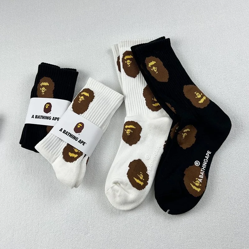 

New BAPE Thick Cotton Fashion Embroidery Mid Sleeve Socks Sole BATHING STAR Skateboarding Sports Basketball Ventilation