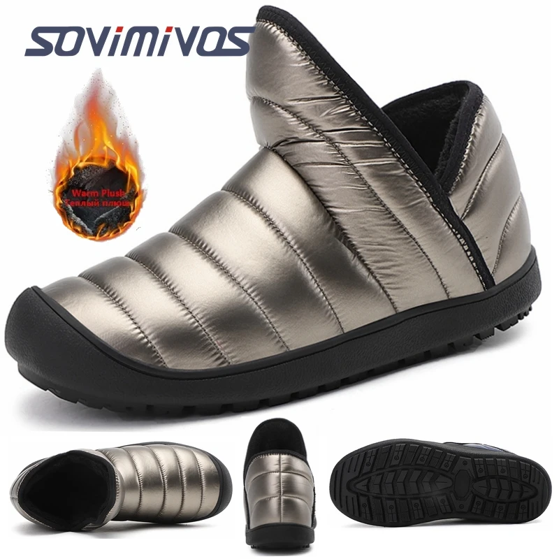 

Mens Winter Snow Boots Waterproof Booties Comfortable Slip on Outdoor Boots Warm Ankle Booties Anti Slip Winter Shoes for Women