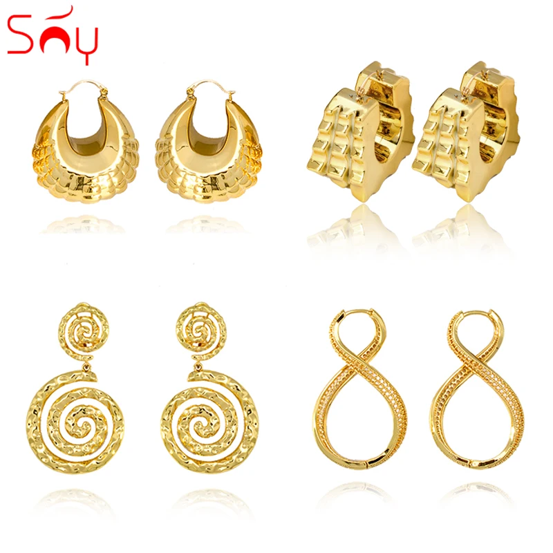 

Sunny Jewelry Fashion Exaggerated Hoop Earrings New Copper African Dubai Style For Women High Quality Daily Wear Gift Party