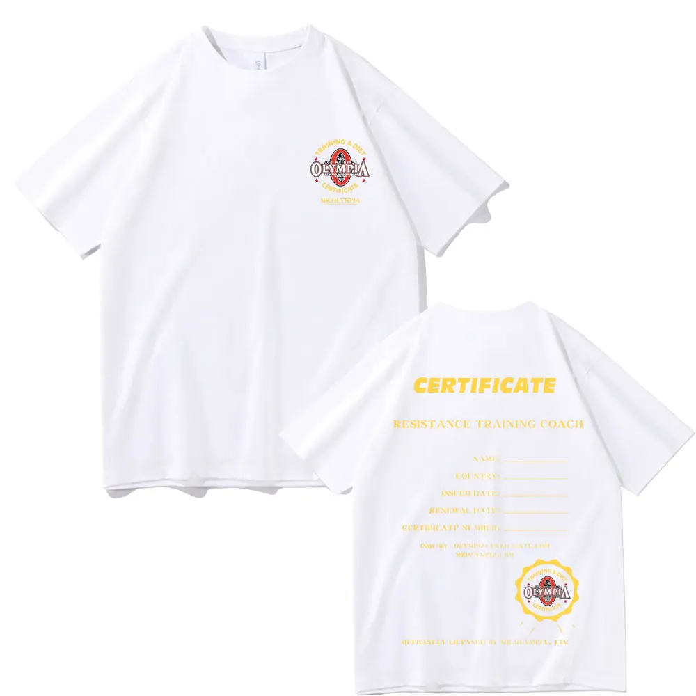 Футболка с графическим рисунком Training Diet Certifiate Mr Olympla для мужчин и женщин футболка