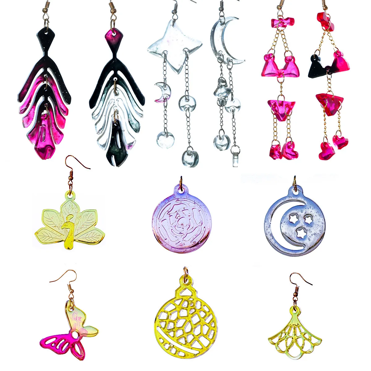 

DIY Bikini Jewelry Pendant Combination Keychain DIY Crystal Epoxy Resin Mold Summer Travel Fengxing Moon Earring Silicone Mold