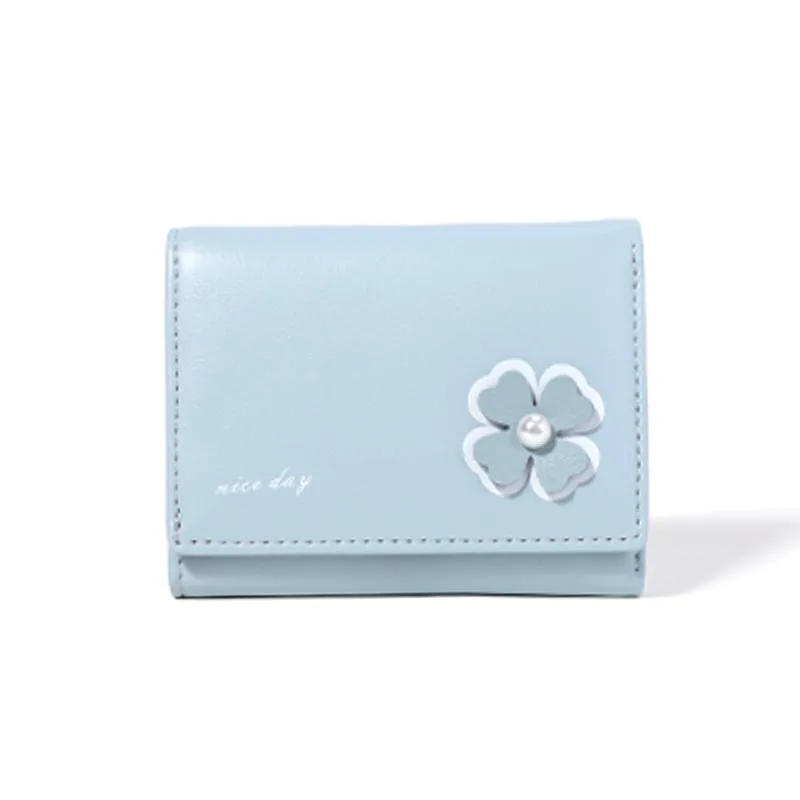 

2021 New Fashion Women's Wallet Short Inlaid Pearl Short Cute Small Wallet Ladies Card Holder Girl ID Bag Card Holder Coin Purse