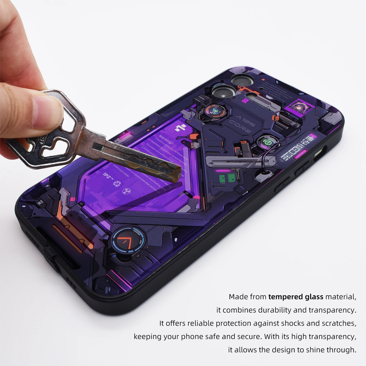 Cool Cyberpunk Future Style Teardown Printing Tempered Glass Luminescent Flash Case Compatible with iPhone 7 8 Plus X Xs XR 11 1