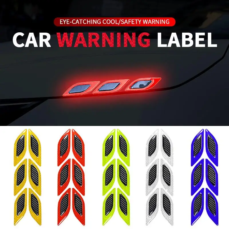 

6pcs/Set Car Reflective Sticker Anti-Scratch Warning Sticker Truck Auto Motor