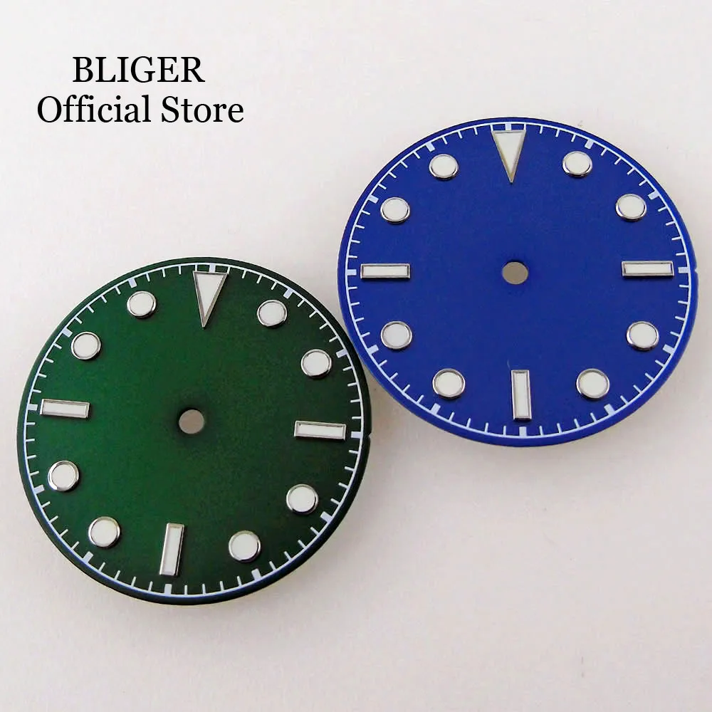 

BLIGER 29mm Watch Dial Face fit NH35A NH36A MIYOTA 8215 PT5000 Movement Luminous Blue Green Without Date Watch Parts Accessories