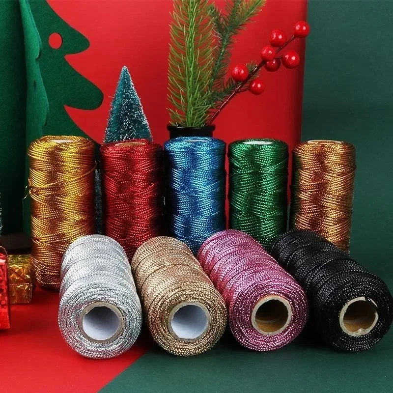 Шнур для макраме золотистый/серебристый 2 шт./100 м веревка шнурок лента банты