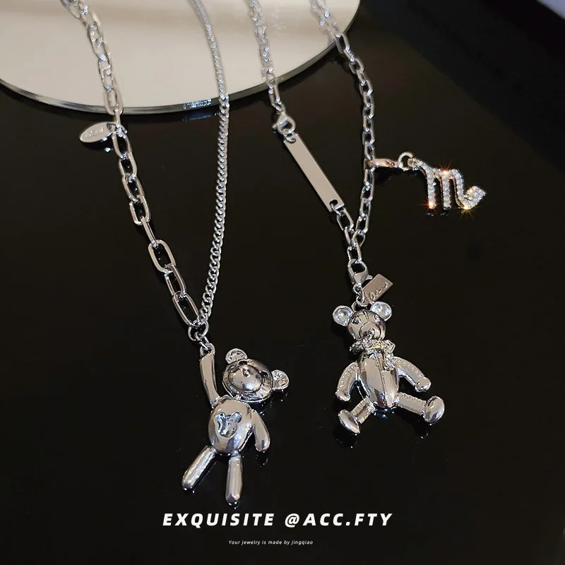 

Letters Bear Necklace European and American Clavicle Chain Necklace Women
