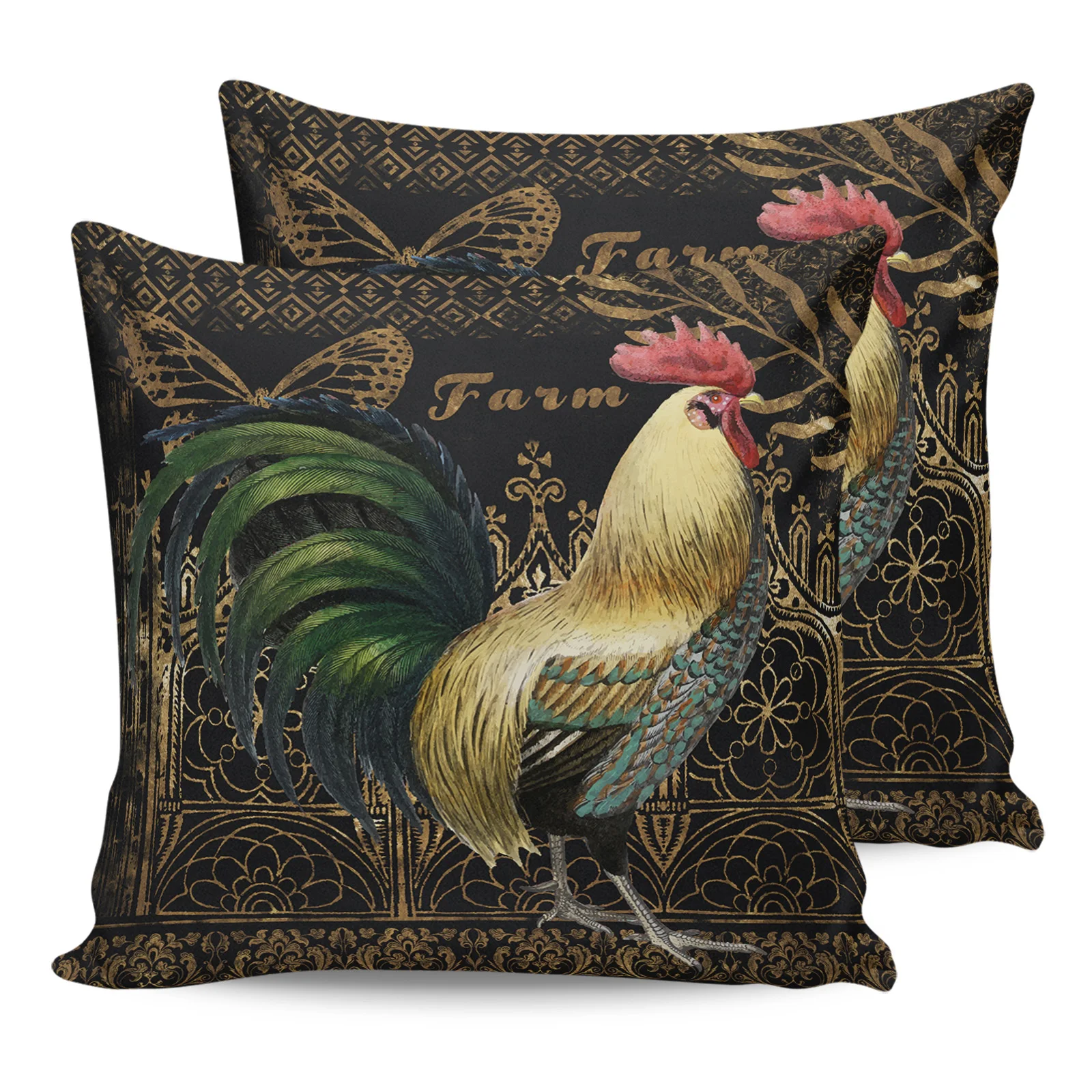 

Наволочка для диванной подушки, текстура в виде бабочки, с рисунком петуха, для дома, 2 шт.