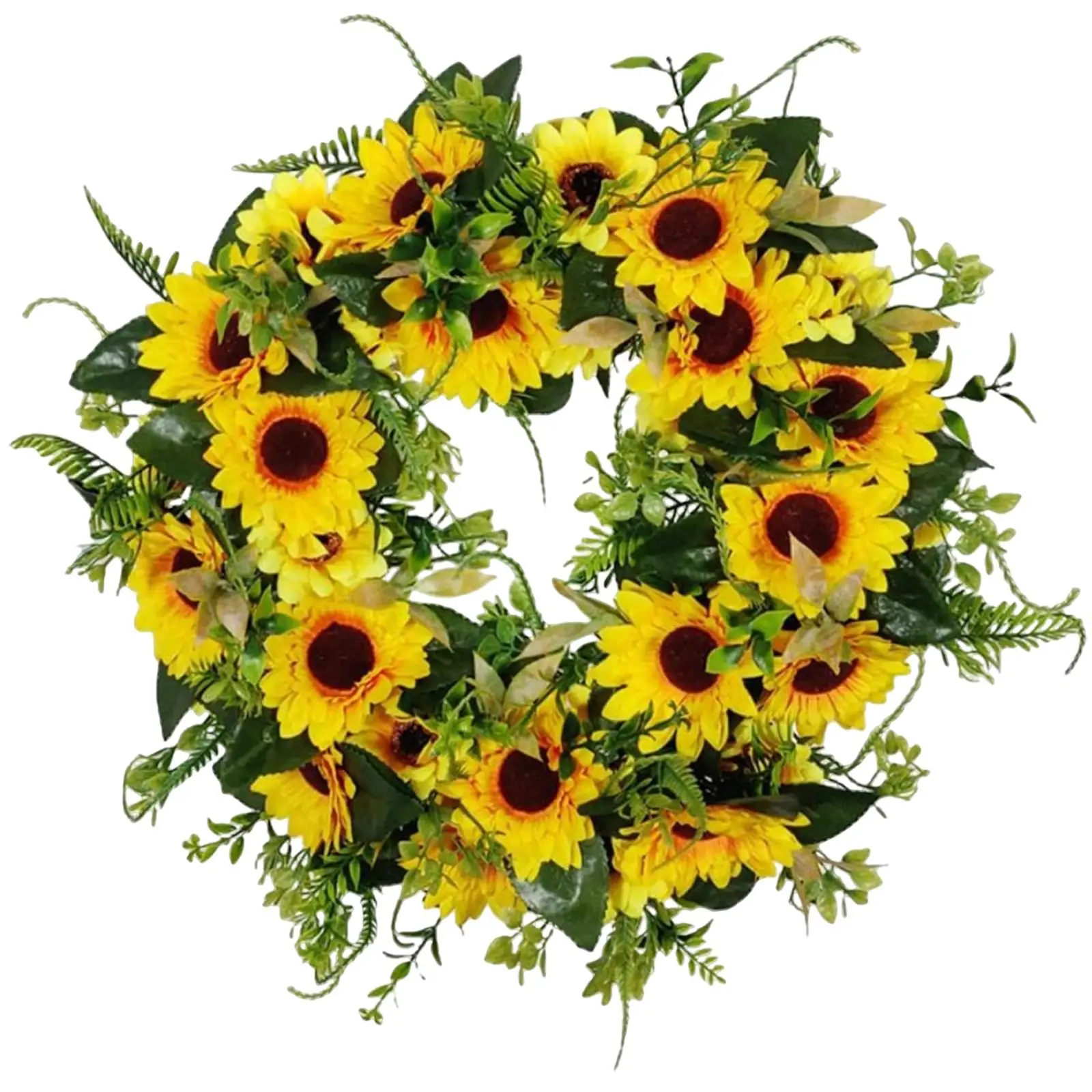

45cm Artificial Sunflower Wreath Faux Floral for Bedroom Window Fireplace