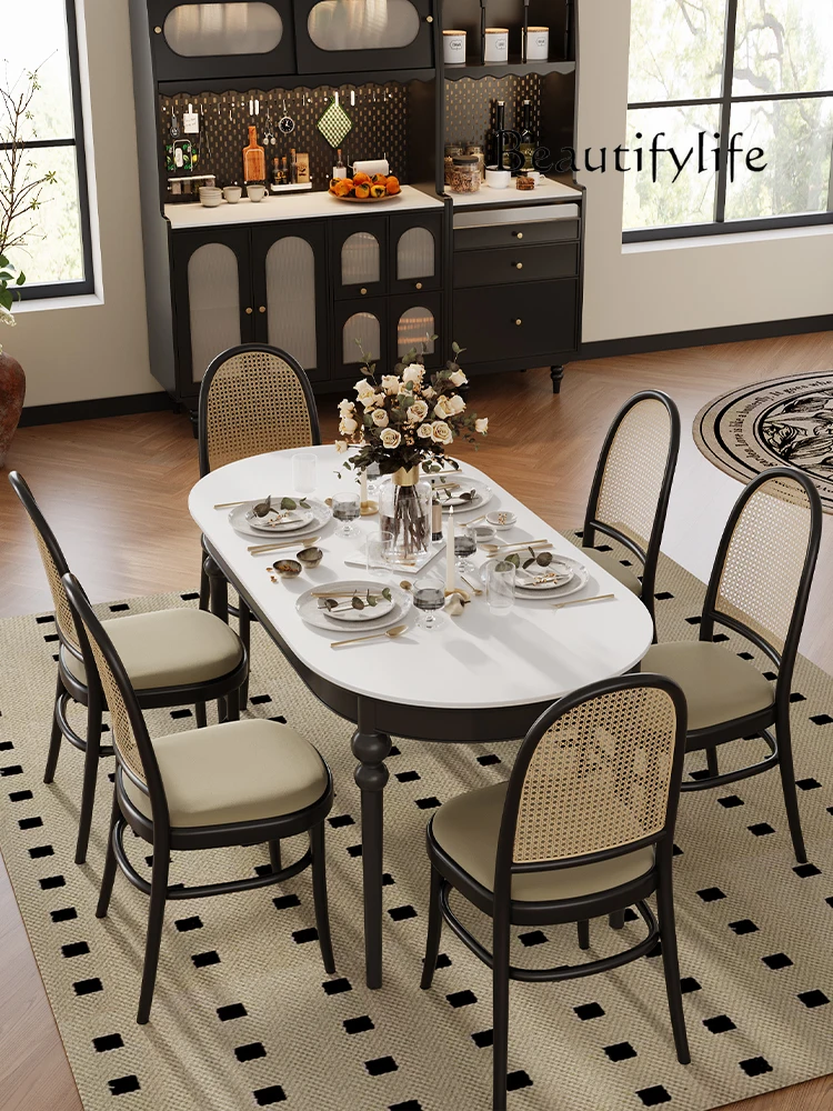 Современный французский стиль черный ретро каменная тарелка обеденные столы и