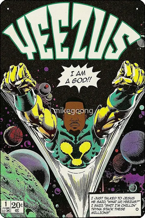 Обложка из комиксов Kanyewest I Am A God плакат Забавный металлический жестяной знак для