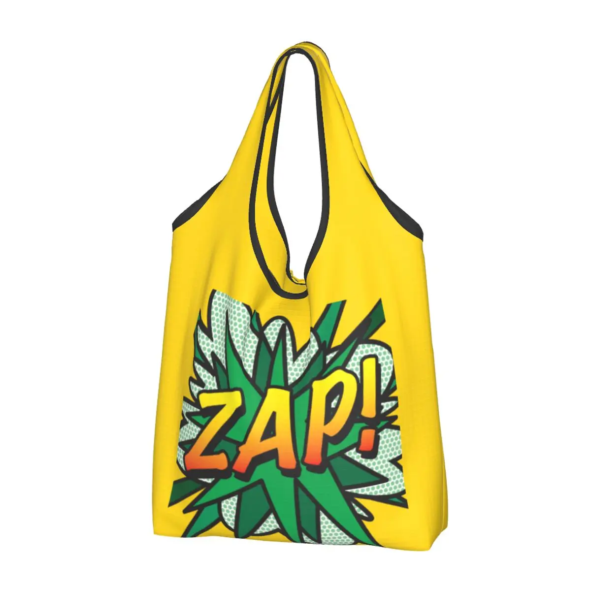 Фото Многоразовая сумка-шоппер Custom Recycling ZAP в стиле комиксов и поп-арт для женщин, портативная, ретро, с забавными надписями, для продуктов №1