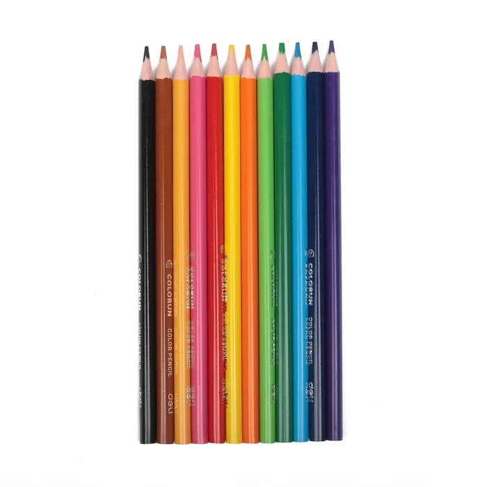Pencils 12 colors deli colorun three-sided plastic Euro suspension | Канцтовары для офиса и дома