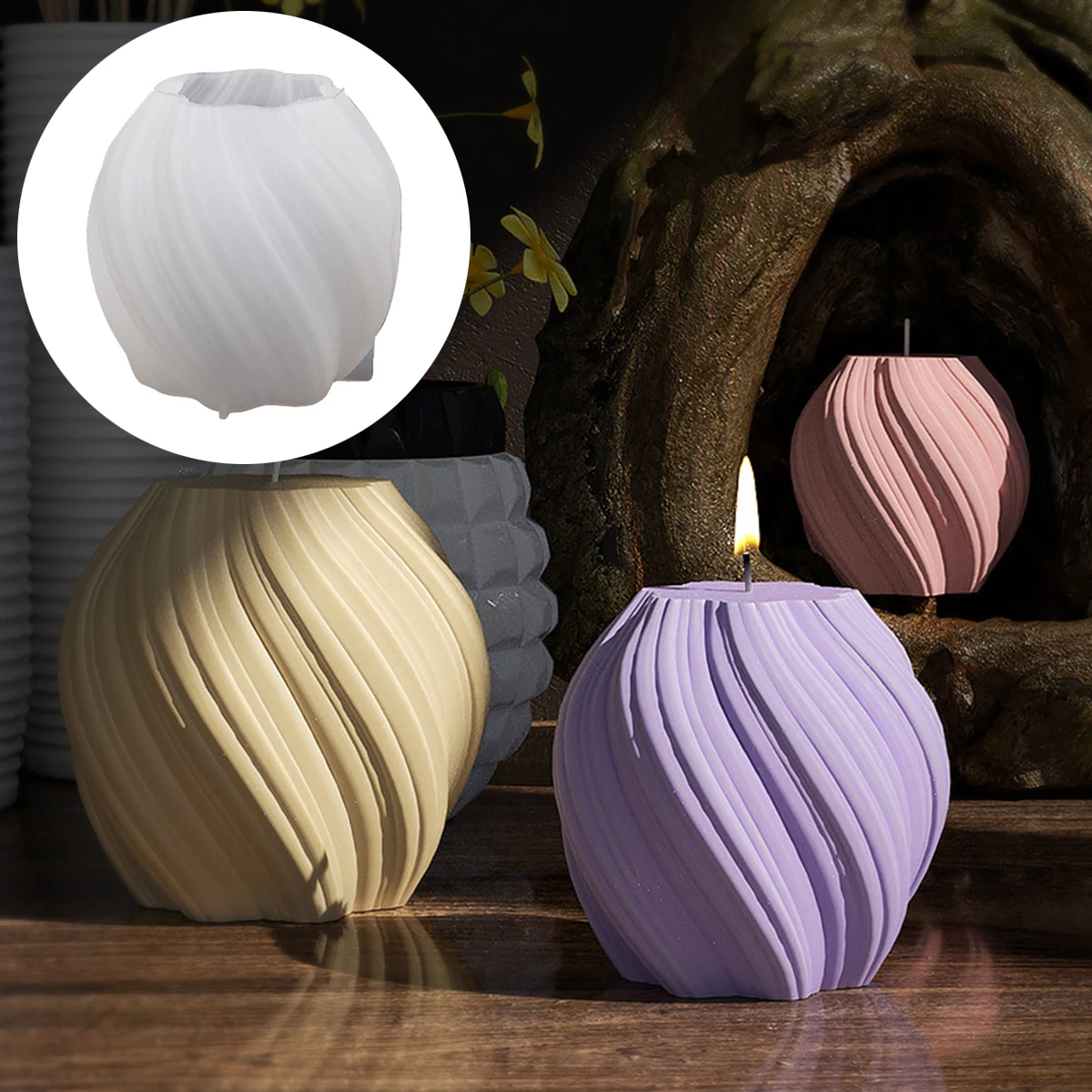 3d вращающаяся колонна для свечи силиконовая форма геометрическая вощеная свечей