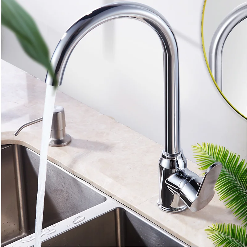 

Новый Кухонный Смеситель для мытья раковины Смеситель для горячей и холодной воды Медный одиночный вращающийся смеситель для раковины из н...