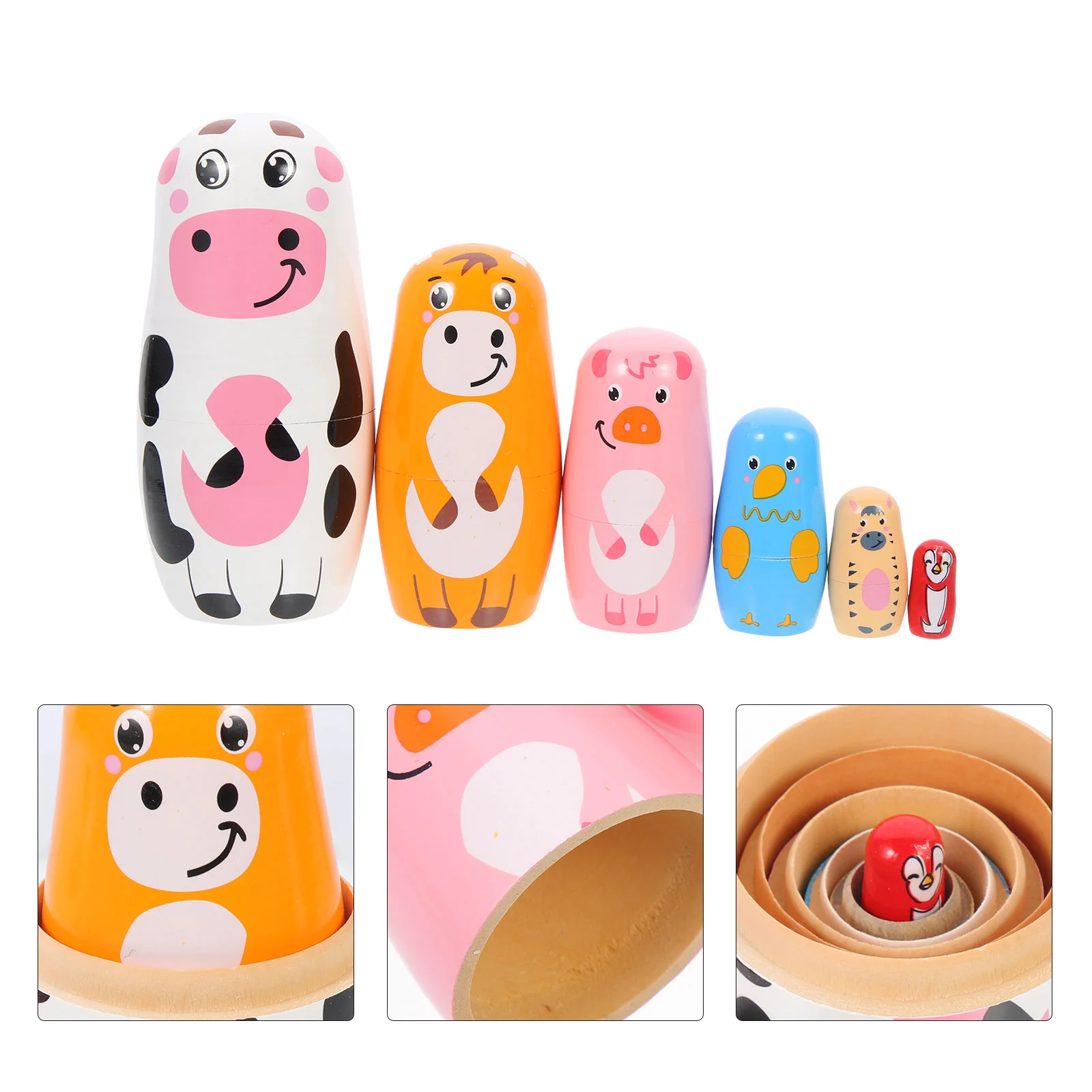 

Cow Matryoshka Creative Matryoshkas Toy Wooden Dinning Table Decor Nesting Dolls Dinner Russian Crafts Painted