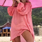 Пикантное летнее однотонное пляжное платье, накидка на бикини 2022, женская накидка на купальник, кафтан, пляжная одежда, блузка с открытыми плечами, защита от солнца