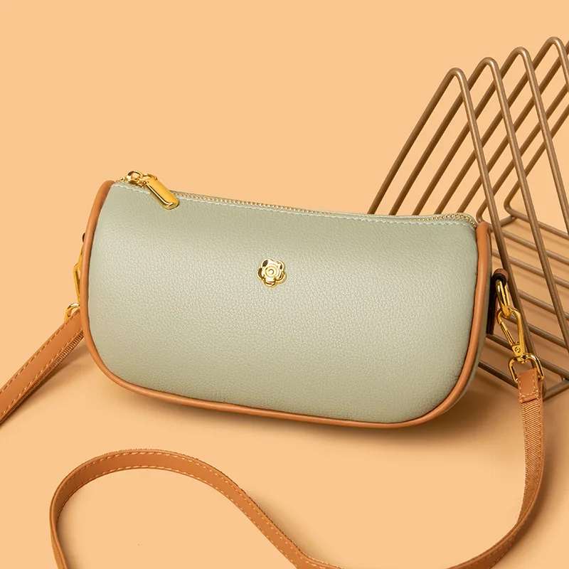

Sunflower small pillow leather bag retro rhombic pattern chain bag small barrel oblique cross women's bag Crossbody bag