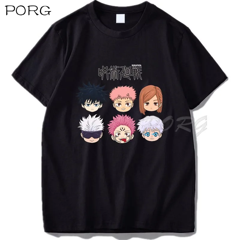 

Jujutsu Kaisen Chibi Heads Anime T-Shirts Men Women Fashion Oversized Cotton T-shirt Hip Hop Top T-shirt Summer Men Clothing