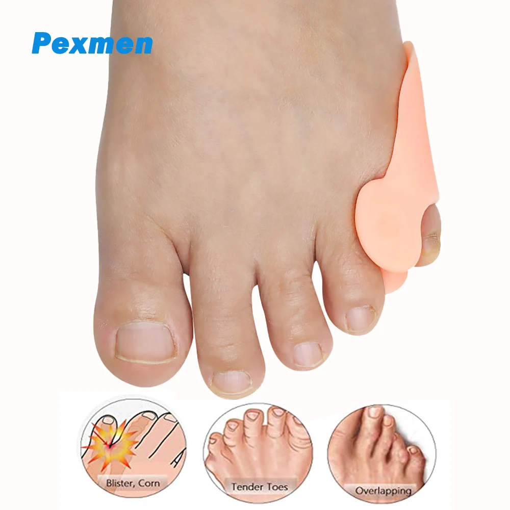 

Pexmen 2/4Pcs Gel Tailor's Bunion Pads Pinky Toe Bunion Corrector Little Toe Separator Protector for Calluses Blisters and Corns
