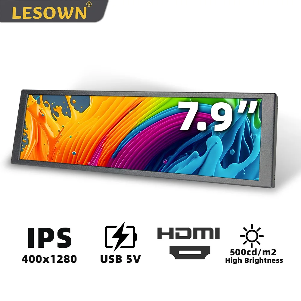 LESOWN 7 84-дюймовый растянутый экран с экраном 400x1280 IPS HDMI 500 кд/м2 высокая яркость