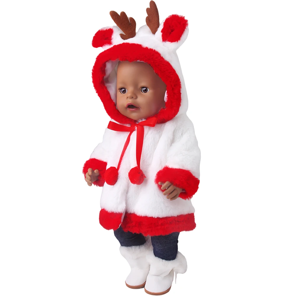 43 Cm Boy American Dolls Clothes Red Santa Claus Antler Set Dress Born Dress Baby Toy Accessories 18 Inch Girls Doll f972 images - 6