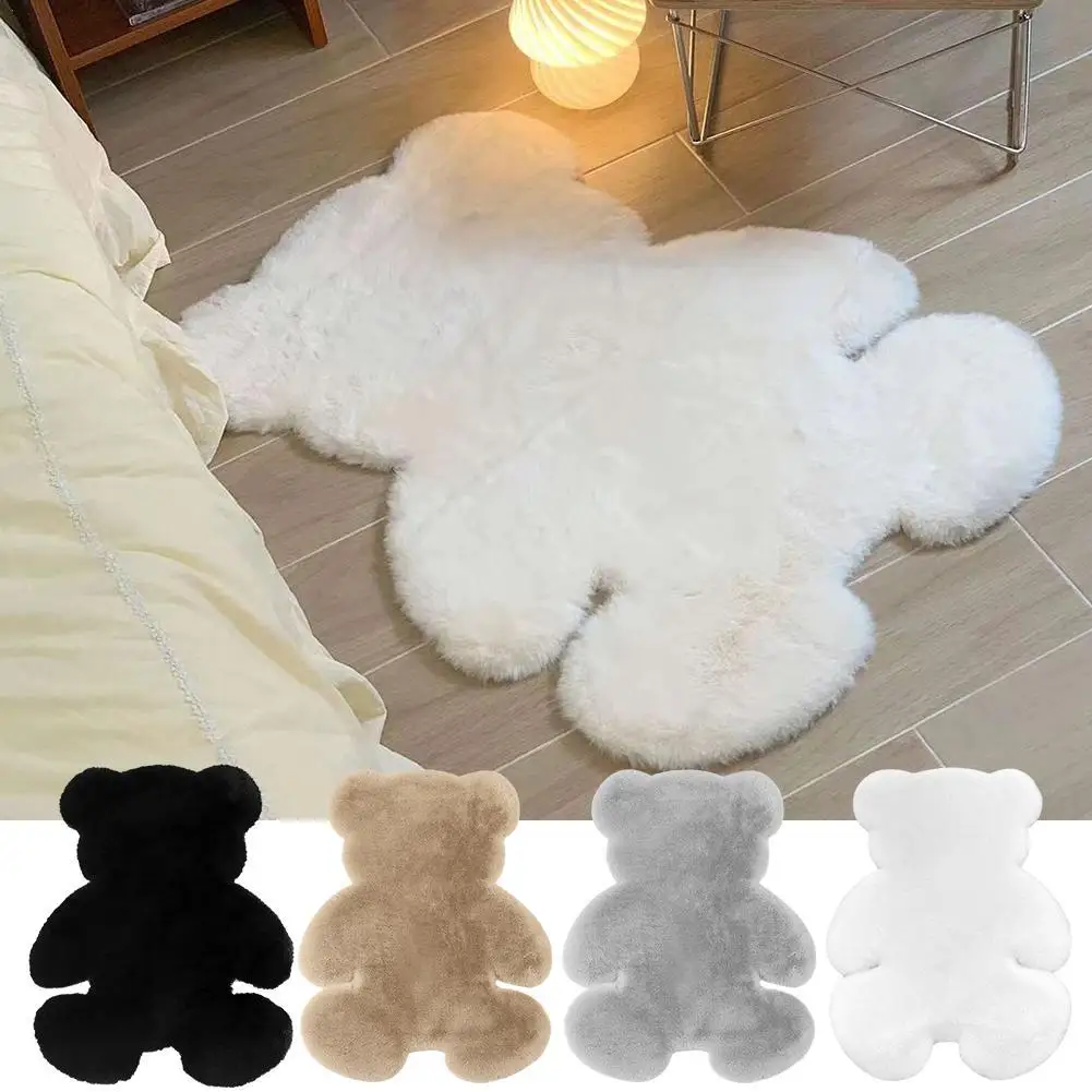 

Bear Special-Shaped Carpet For Bedroom Cute Soft Fluffy Faux Rabbit Fur Rug Fuzzy Shaggy Rug Carpet For Kids