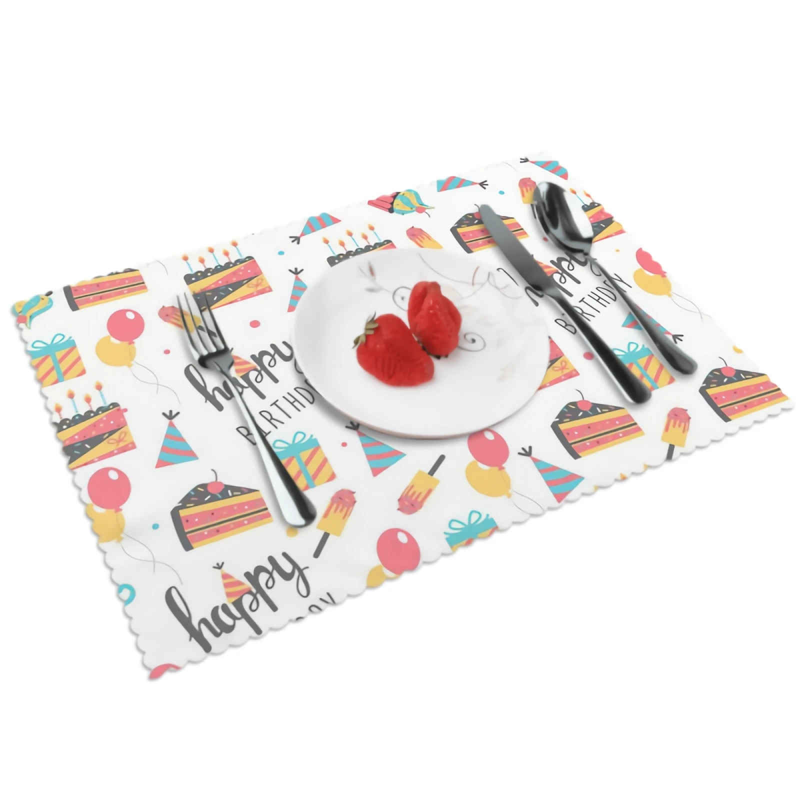 

Birthday Cake Placemats for Dining Table 12 x 18 inches Heat Resistant Table Placemats Set of 4 for Kitchen Dining Table