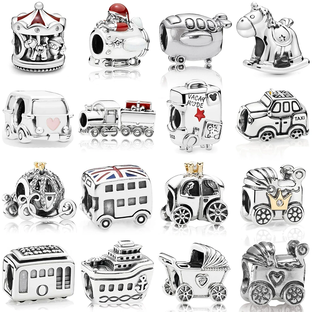 

Pan 925 Sterling Silver Cab Car Series Luggage DIY Fashion Bracelet Bracelet Beads Female Original Works Gift