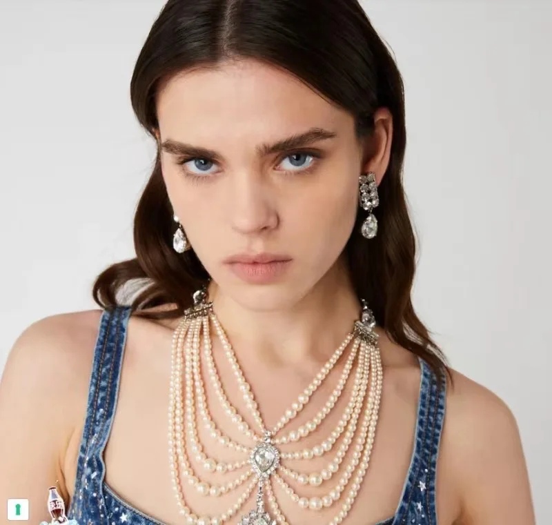 Новое многослойное жемчужное хрустальное ожерелье неправильной формы с