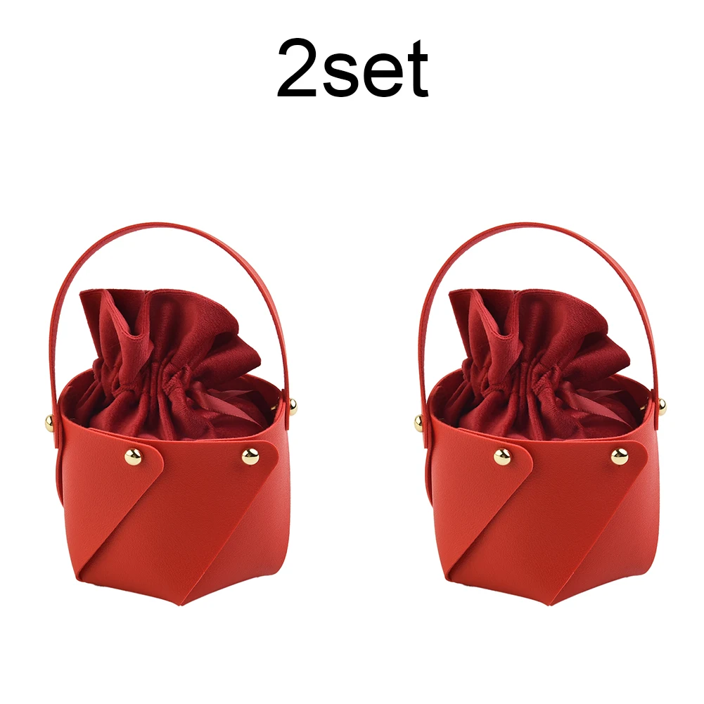 

2Pcs Candy Bags Spare Parts Candy Box Party Replacement Wedding Accessories Birthday Handbag PU Leather + Velvet