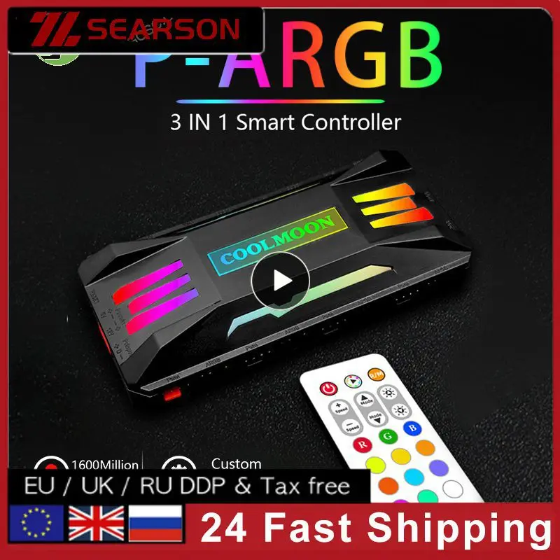 

ARGB RGB Controller 4Pin PWM 5V 3Pin ARGB Cooling Fan Smart Remote Control Chassis Fan Hub For PC Case Chassis Accessories