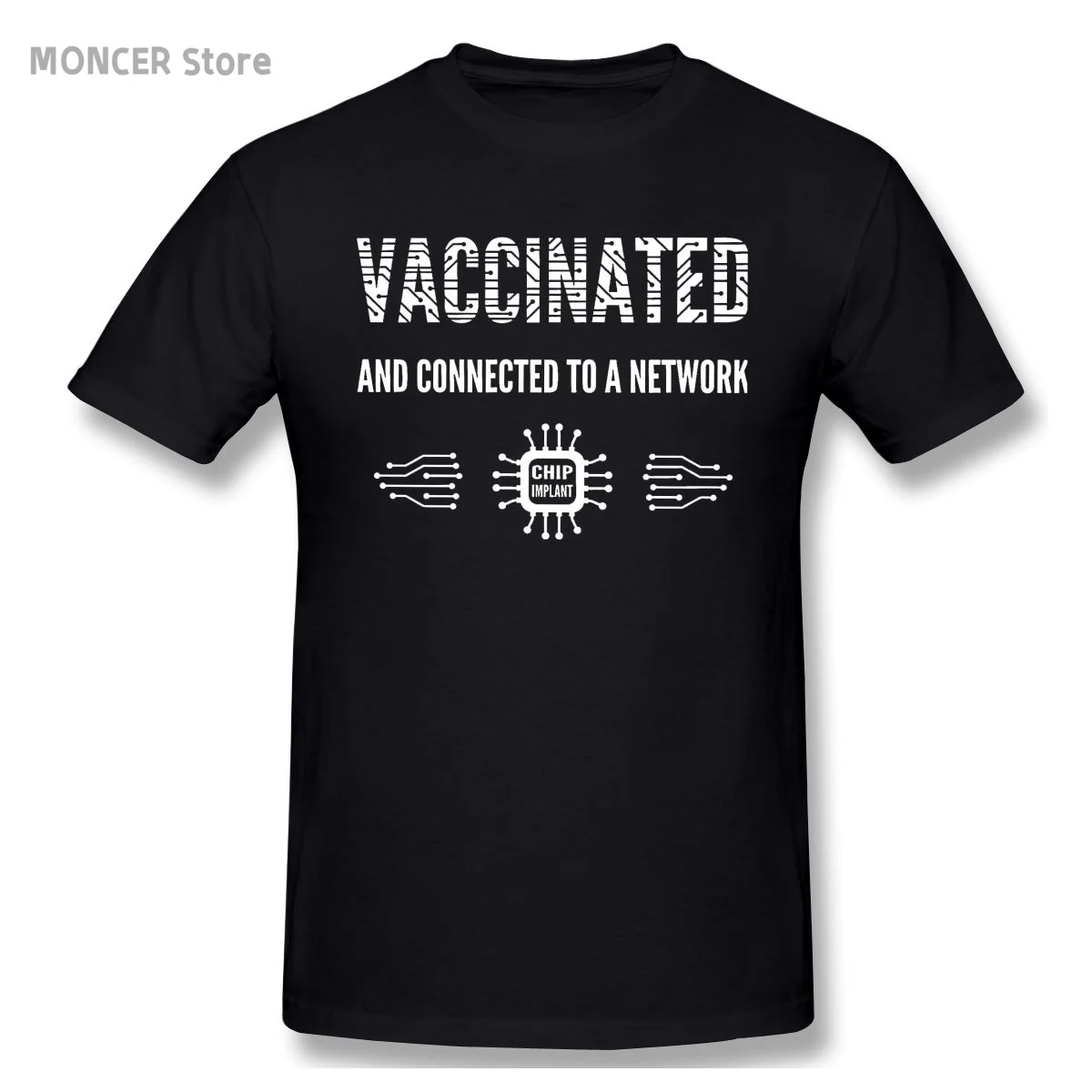 

Vaccinated Connected To A Network Men TShirt Vaccine Meme Crewneck Tops Fabric T Shirt Funny Top Quality Gift Idea