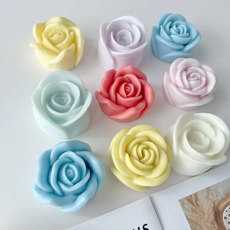 

3D Rose Silicone Candle Mold DIY Handmade Soap Plaster Flower Mold Cookie Cake Decor Mold