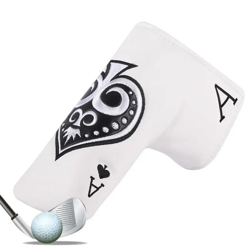 

Golf Putter Cover Spades Embroidery Big Semicircle Straight Rod Head Cover Half Round L-Shaped Rod Head Cover Magic Fit