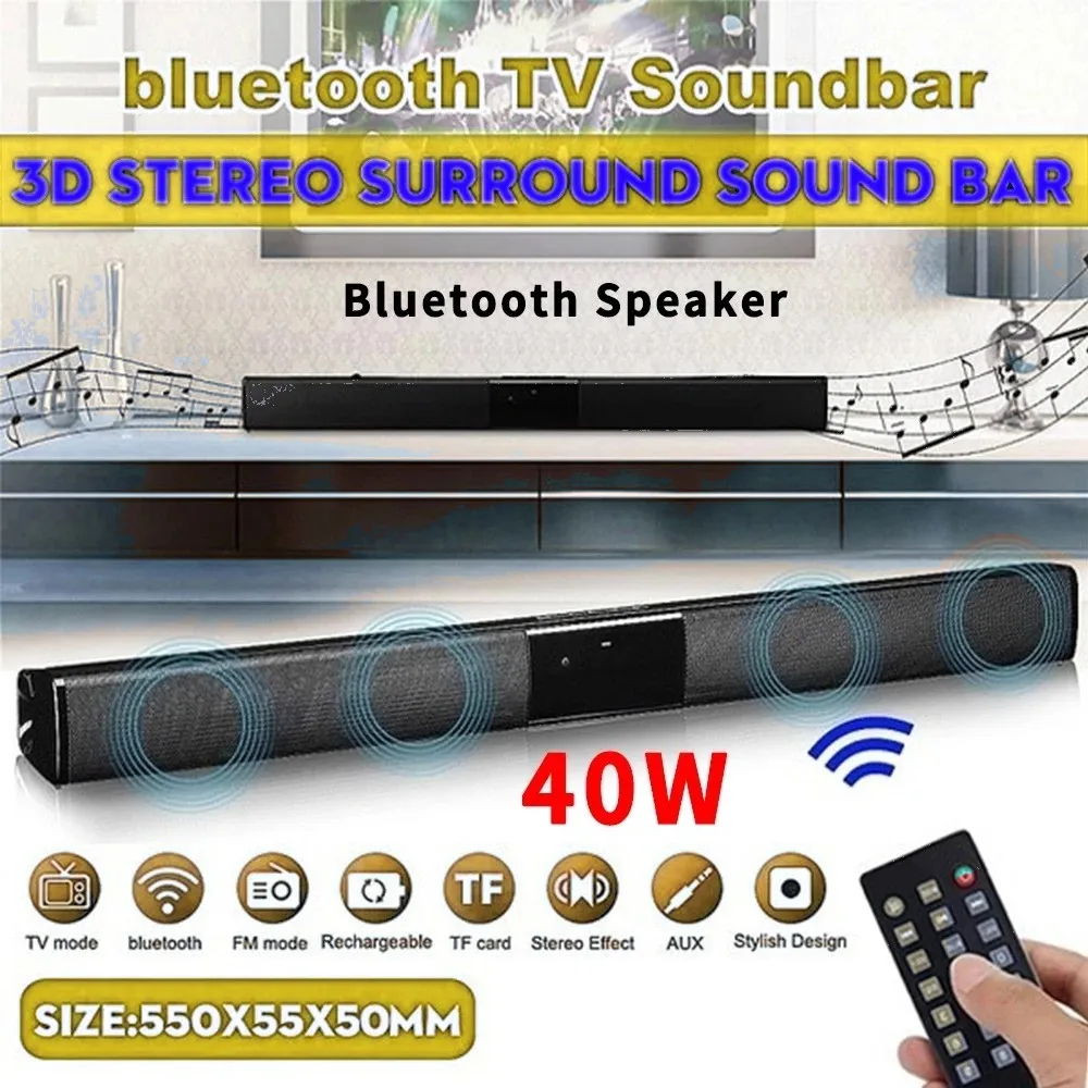 

Портативная колонка высокой мощности 40 Вт Bluetooth Колонка колонка с TF AUX USB Радио ТВ звуковая панель для компьютера музыкальный центр бум