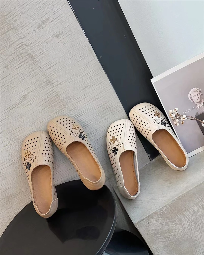 

Мокасины женские с круглым носком, мягкие кроссовки из натуральной кожи, без шнуровки, Классическая обувь-топ, без застежки, повседневная обувь с резиновой подошвой для бабушки