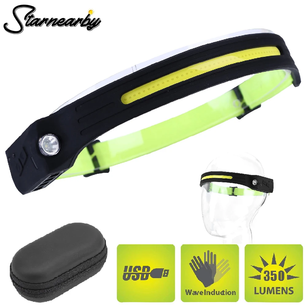 

1/20PCS COB LED Headlamp 4 Lighting Modes Head Light Outdoor Waterproof Headlight USB Rechargeable Work Torch Light For Fishing