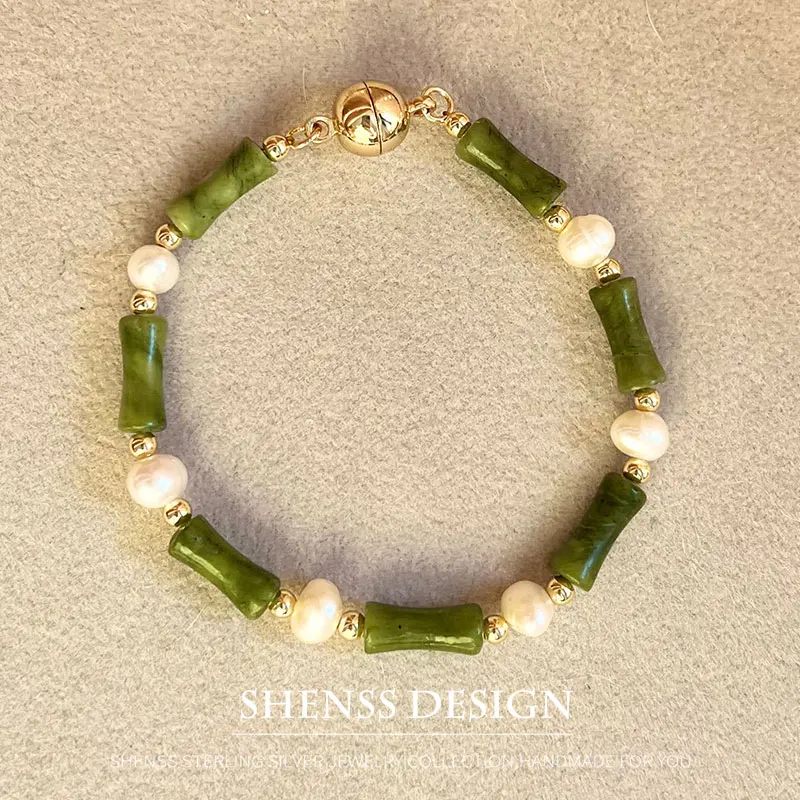 Набор ювелирных изделий из натуральной и пресноводной искусственной бамбуковой