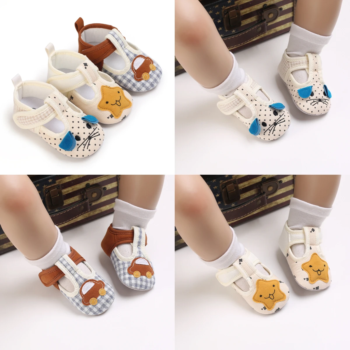 

2022 new baby girl boy summer casual sandals fashion cotton cute cartoon baby shoes 0-18M soft bottom toddler shoes