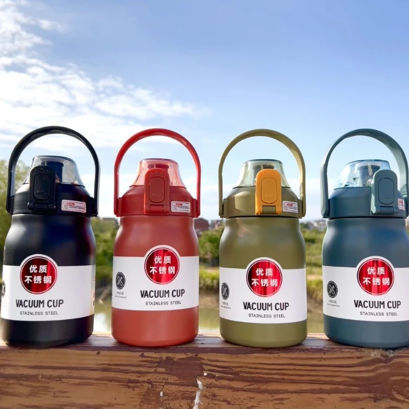 

1.5L/1.2L/1L Stainless Steel Water Bottle with Straw Large Capacity Thermo Water Bottle Cold and Hot Vacuum Insulated Bottle Mug